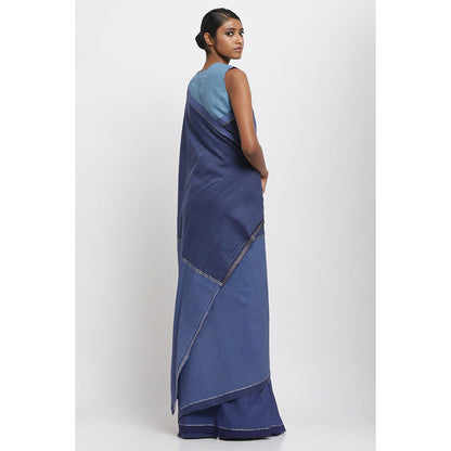 Via East Blue Sooti Tashi Saree With Unstitched Blouse