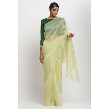 Via East Tea Green Organza Embellished & Sequined Ratna Saree