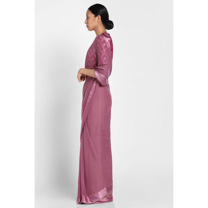 Via East Onion Pink Chiffon Satin Saree
