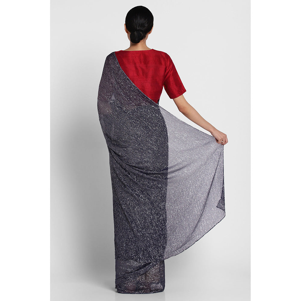 Via East Midnight Blue Georgette Kaumudi Saree