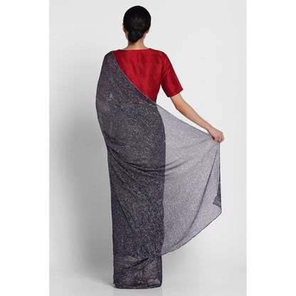 Via East Midnight Blue Georgette Kaumudi Saree