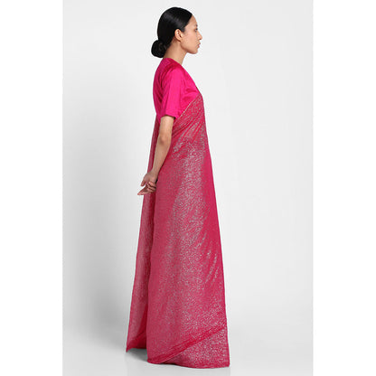 Via East Pink Georgette Kaumudi Saree
