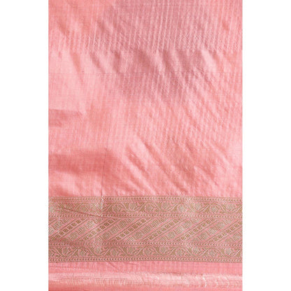 Via East Blush Pink Silk Banarasi Saree with Unstitched Blouse