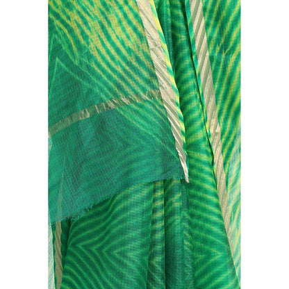 Via East Green Kota Silk Arishi Saree with Unstitched Blouse