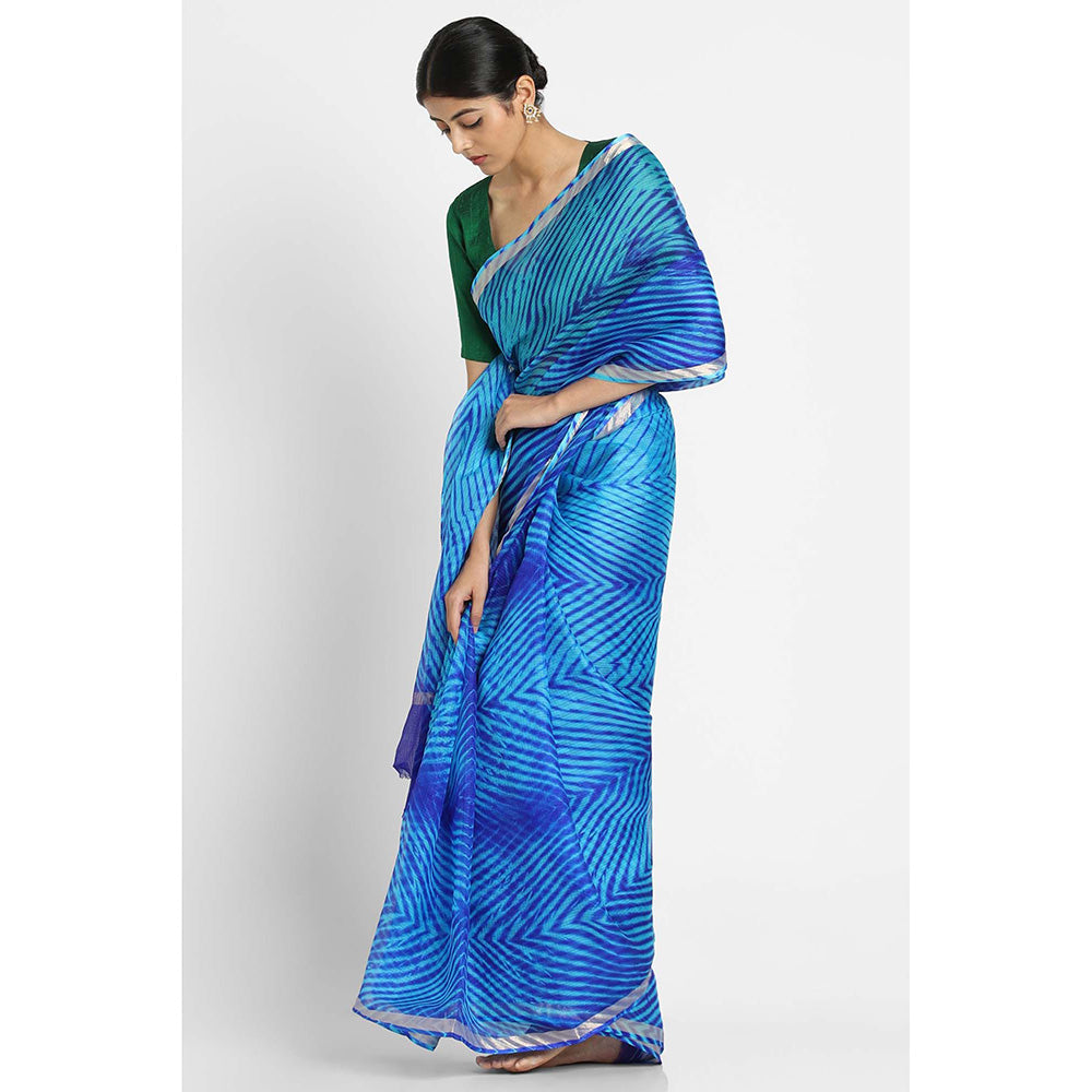 Via East Blue Kota Silk Arishi Saree with Unstitched Blouse