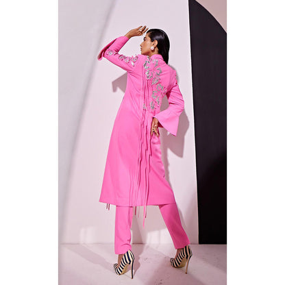 Vidhi Wadhwani Kyna Pink Metallic Applique Pant with Blazer (Set of 2)