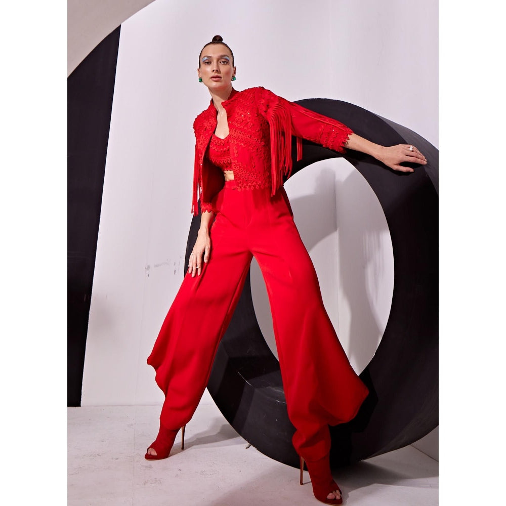 Vidhi Wadhwani Red Mimi Co-Ord (Set of 3)