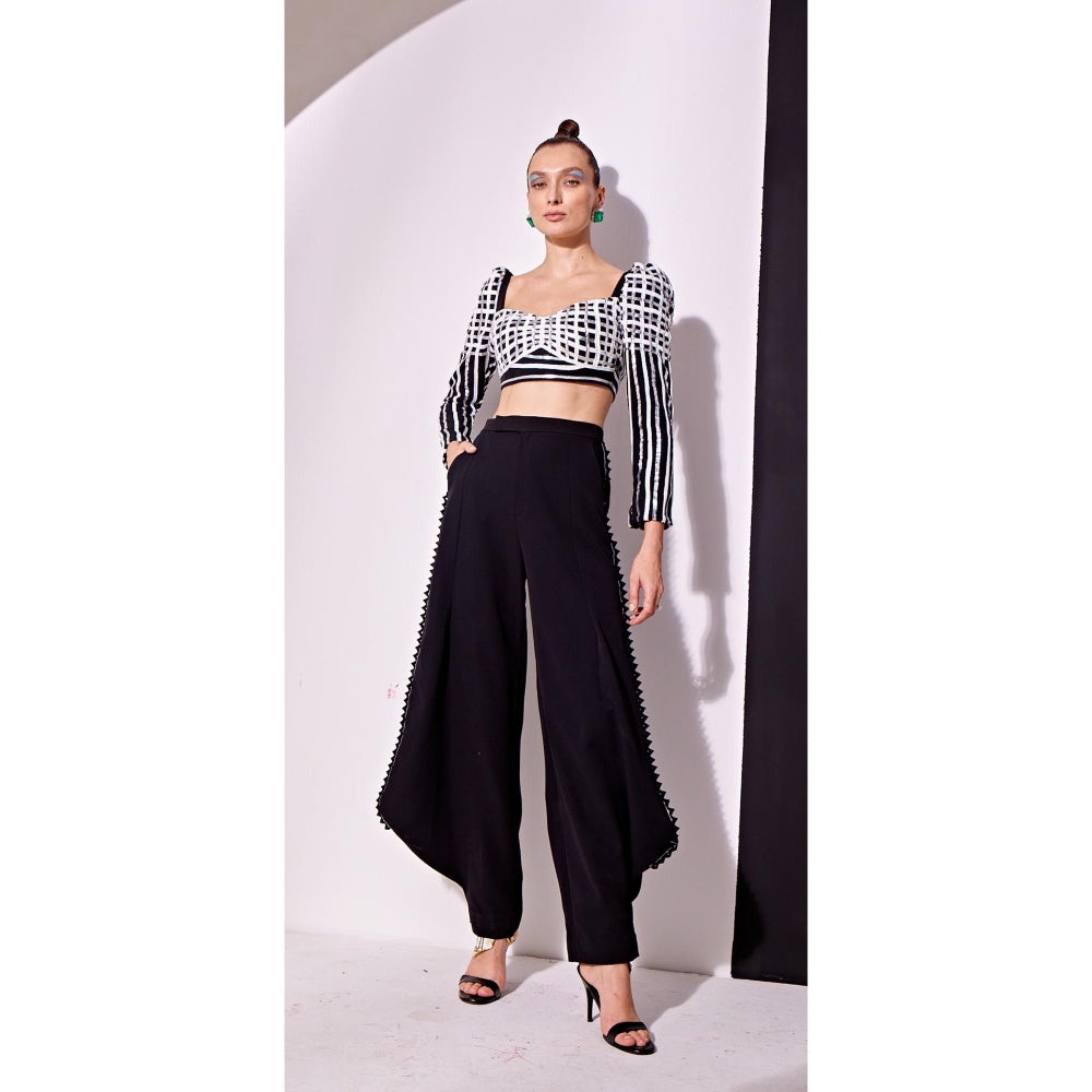Vidhi Wadhwani Black Jojo Metallic Crop Top with Pant (Set of 2)