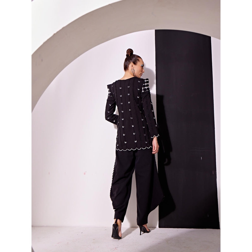 Vidhi Wadhwani Black Alex Top and Draped Pant (Set of 2)