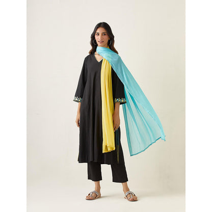 Vinusto Embroidered Kalidar Kurta with Pant and Dupatta (Set of 3)