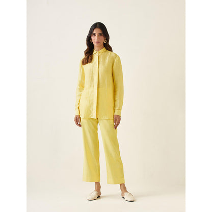 Vinusto Maize Yellow Linen Cotton Glaze Co-Ord (Set of 2)