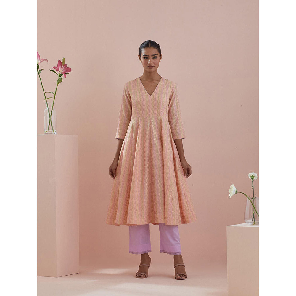 Vinusto Peach Anarkali with Pant and Dupatta (Set of 3)