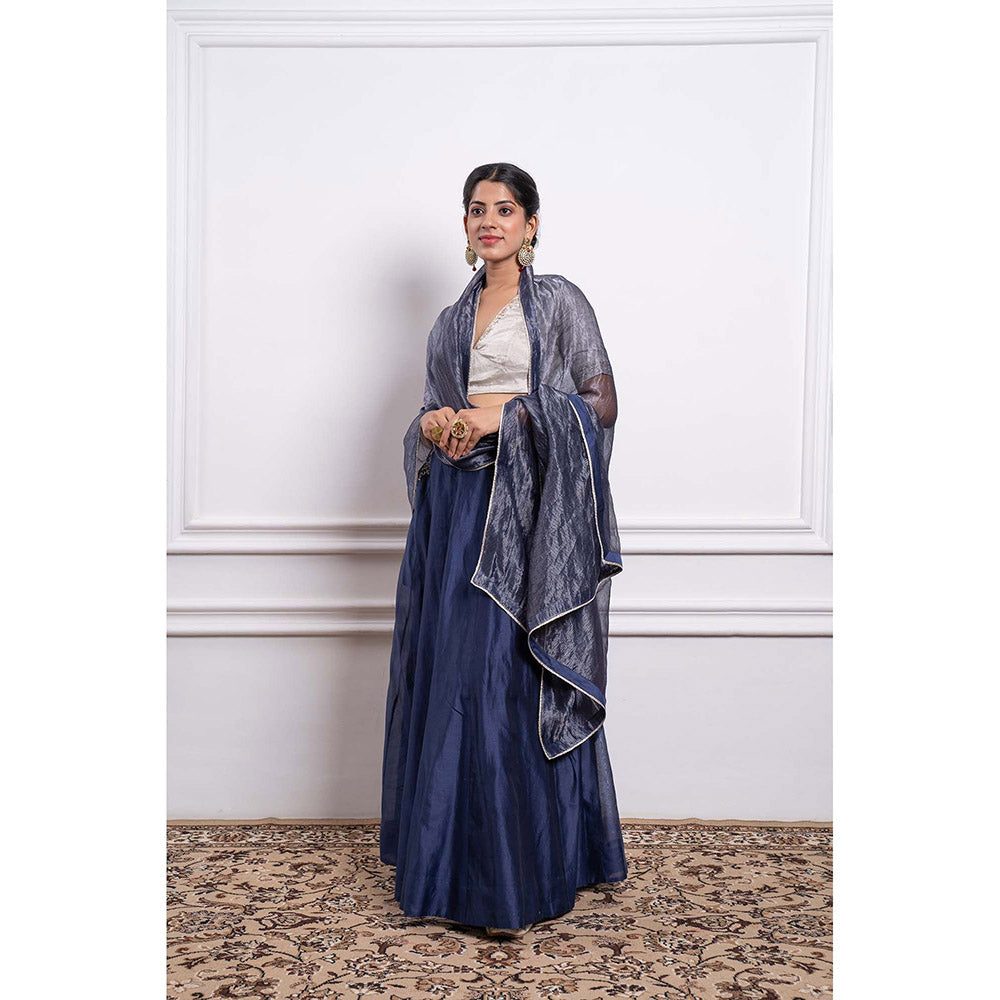 Vinusto Chanderi Embroidered Zari Blouse with Lehenga and Dupatta (Set of 3)