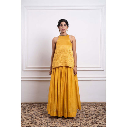 Vinusto Chanderi Handloom Skirt with Short Kurti (Set of 2)