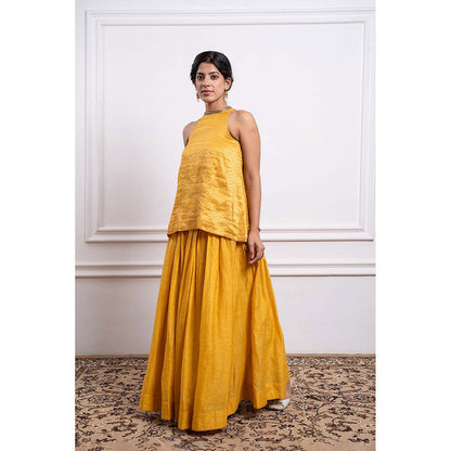 Vinusto Chanderi Handloom Skirt with Short Kurti (Set of 2)