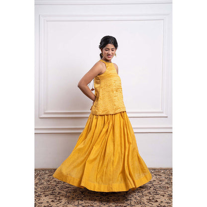 Vinusto Chanderi Handloom Skirt with Short Kurti (Set of 2)