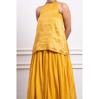 Vinusto Chanderi Handloom Skirt with Short Kurti (Set of 2)
