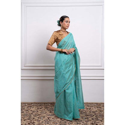 Vinusto Chanderi Zari Solid Saree and Stitched Blouse