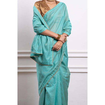 Vinusto Chanderi Zari Solid Saree and Stitched Blouse