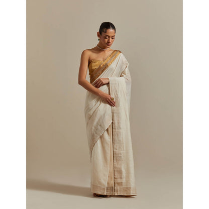 Vinusto Ivory Ready To Wear Saree with Stitched Blouse