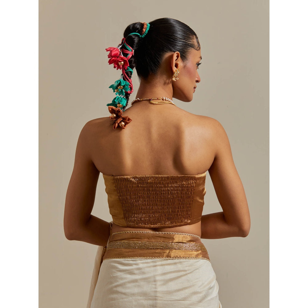 Vinusto Ivory Ready To Wear Saree with Stitched Blouse
