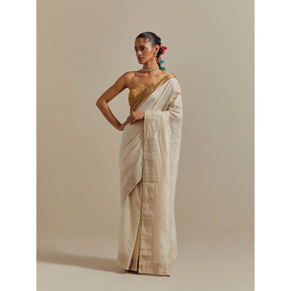 Vinusto Ivory Ready To Wear Saree with Stitched Blouse