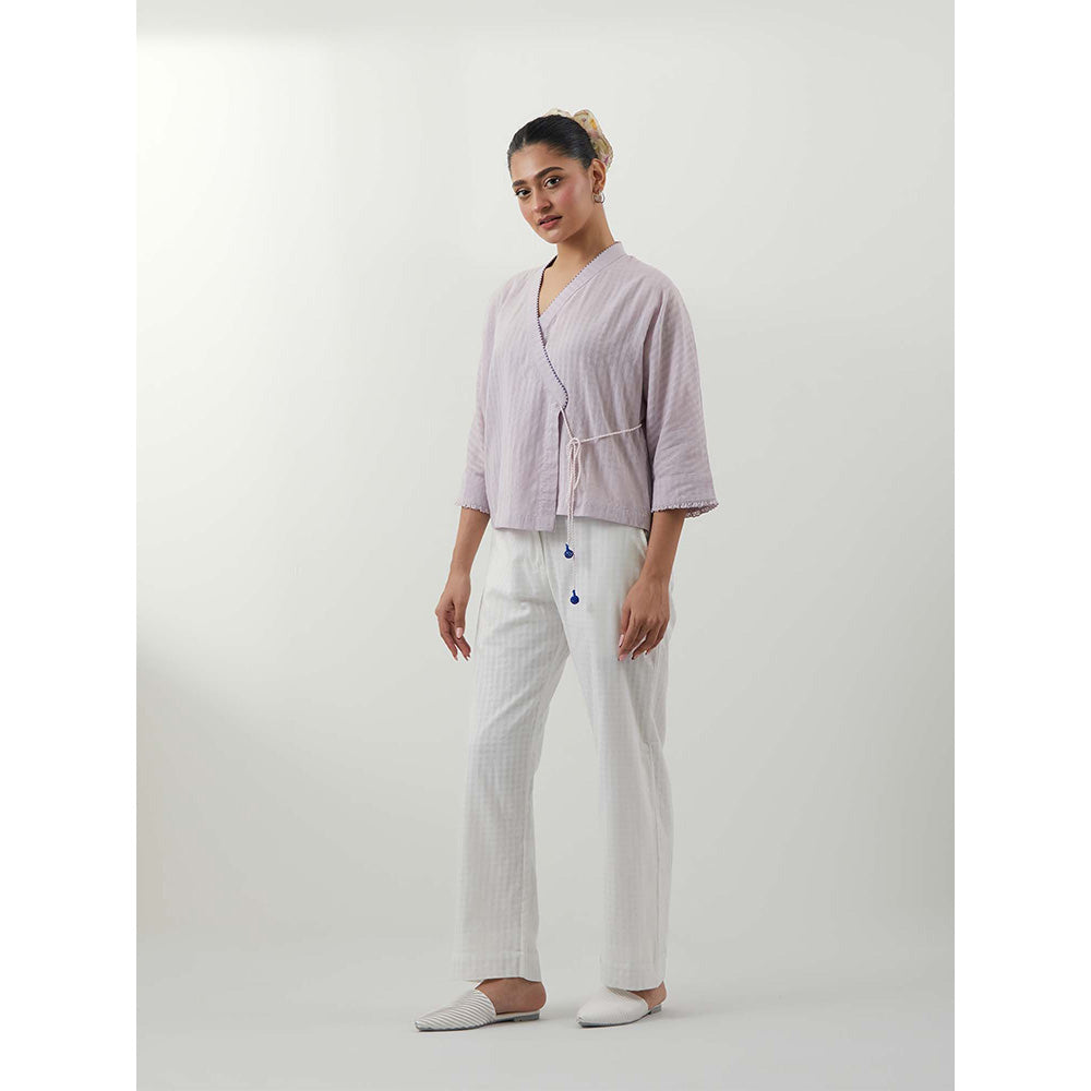 Vinusto Textured Cotton Multi-Color Wrap Top with Pant