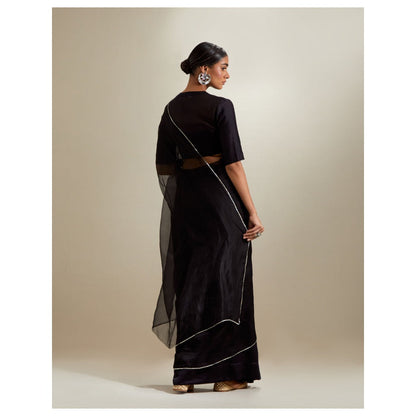 Vinusto Embroidered Chanderi and Katan Ready to Wear Saree with Stitched Blouse