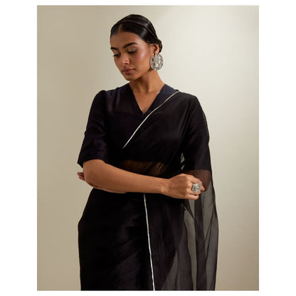 Vinusto Embroidered Chanderi and Katan Ready to Wear Saree with Stitched Blouse