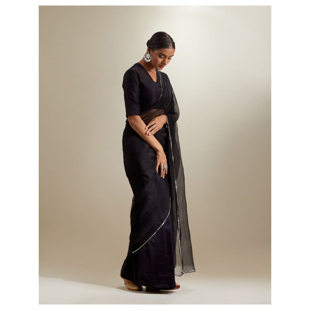 Vinusto Embroidered Chanderi and Katan Ready to Wear Saree with Stitched Blouse
