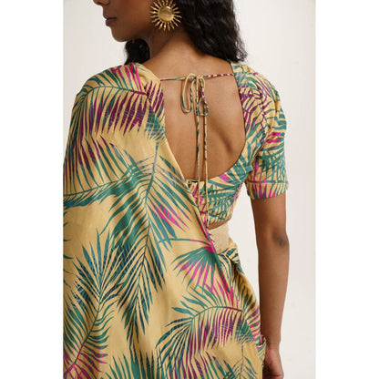 Vishala Shree Yellow Sunflower Saree with Stitched Blouse