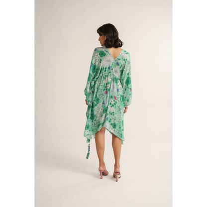 Vishala Shree Green Gladiolus Knee Length Dress