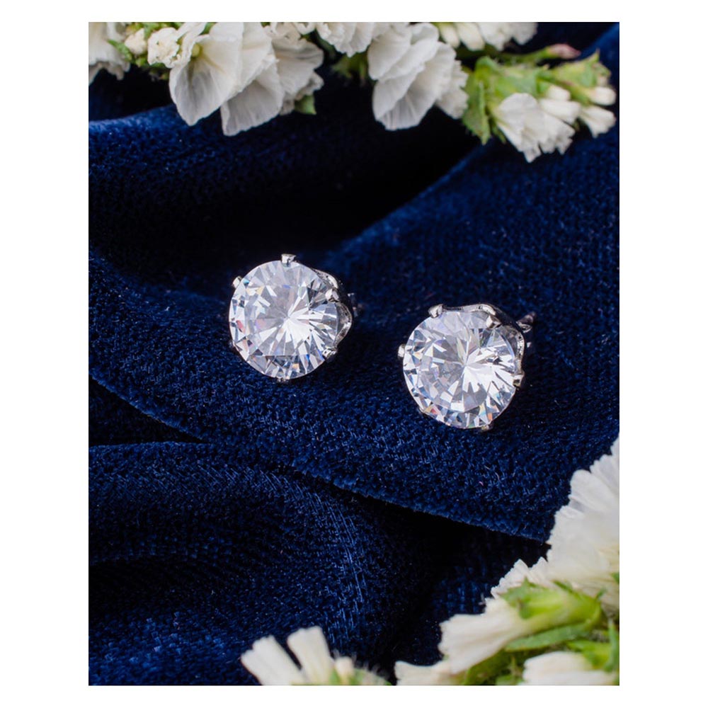 VIVINIA By Vidhi Mehra Zia Silver Plated Womens Zircon Earrings