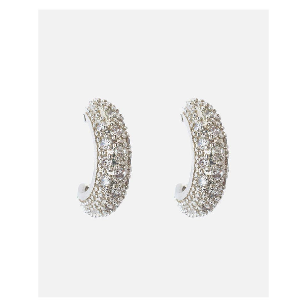 VIVINIA By Vidhi Mehra Silver Plated Womens Half Hoop Earrings