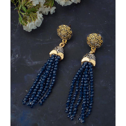VIVINIA By Vidhi Mehra Florence Gold Plated Blue Womens Beaded Earrings