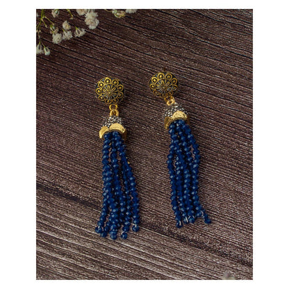 VIVINIA By Vidhi Mehra Florence Gold Plated Blue Womens Beaded Earrings