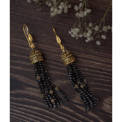 VIVINIA By Vidhi Mehra Gold Plated Black Womens Tassel Earrings
