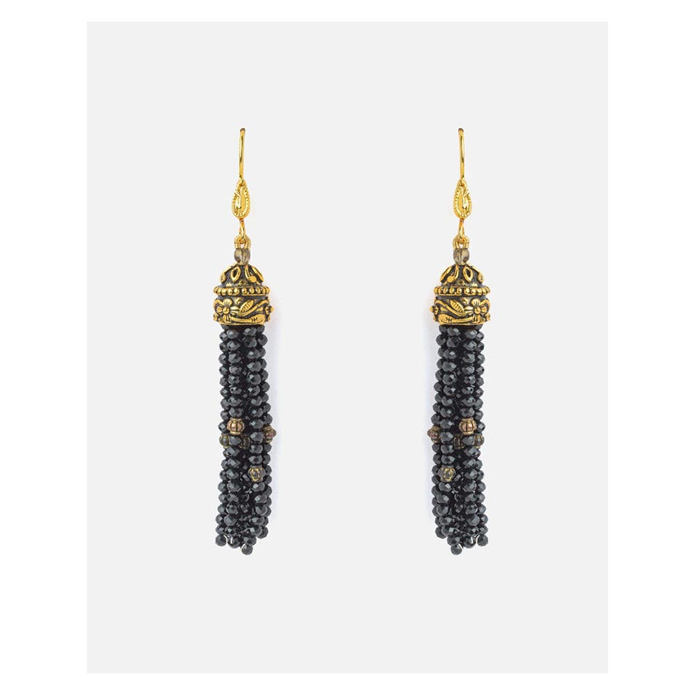 VIVINIA By Vidhi Mehra Gold Plated Black Womens Tassel Earrings
