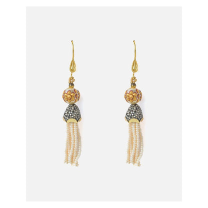 VIVINIA By Vidhi Mehra Gold Plated White Womens Tassel Earrings