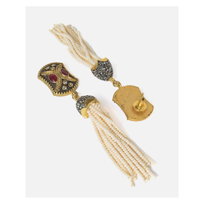 VIVINIA By Vidhi Mehra Gold Plated Red Womens Tassel Earrings