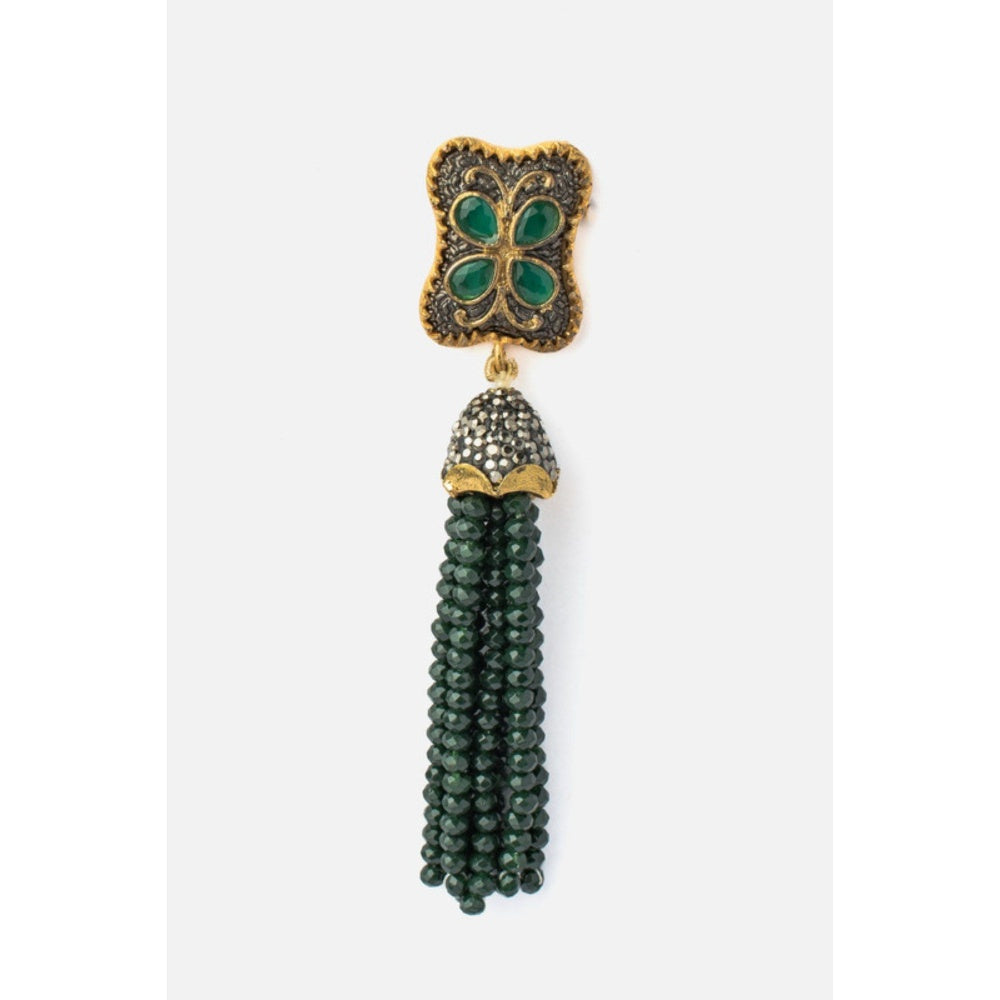 VIVINIA By Vidhi Mehra Florence Gold Plated Green Womens Beaded Earrings