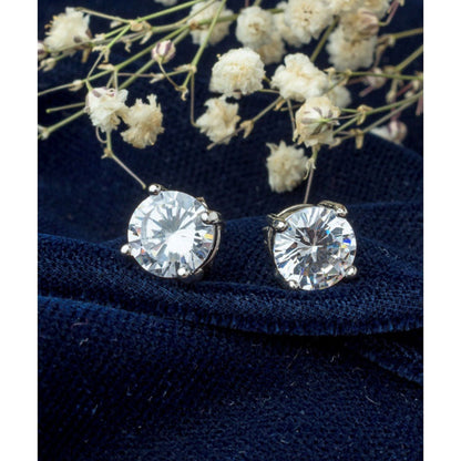 VIVINIA By Vidhi Mehra Silver Plated Womens Diamond Stud Earrings