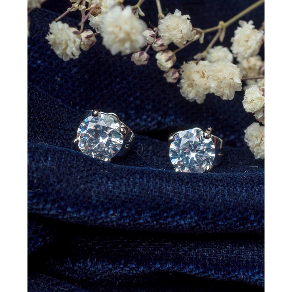 VIVINIA By Vidhi Mehra Silver Plated Womens Diamond Stud Earrings