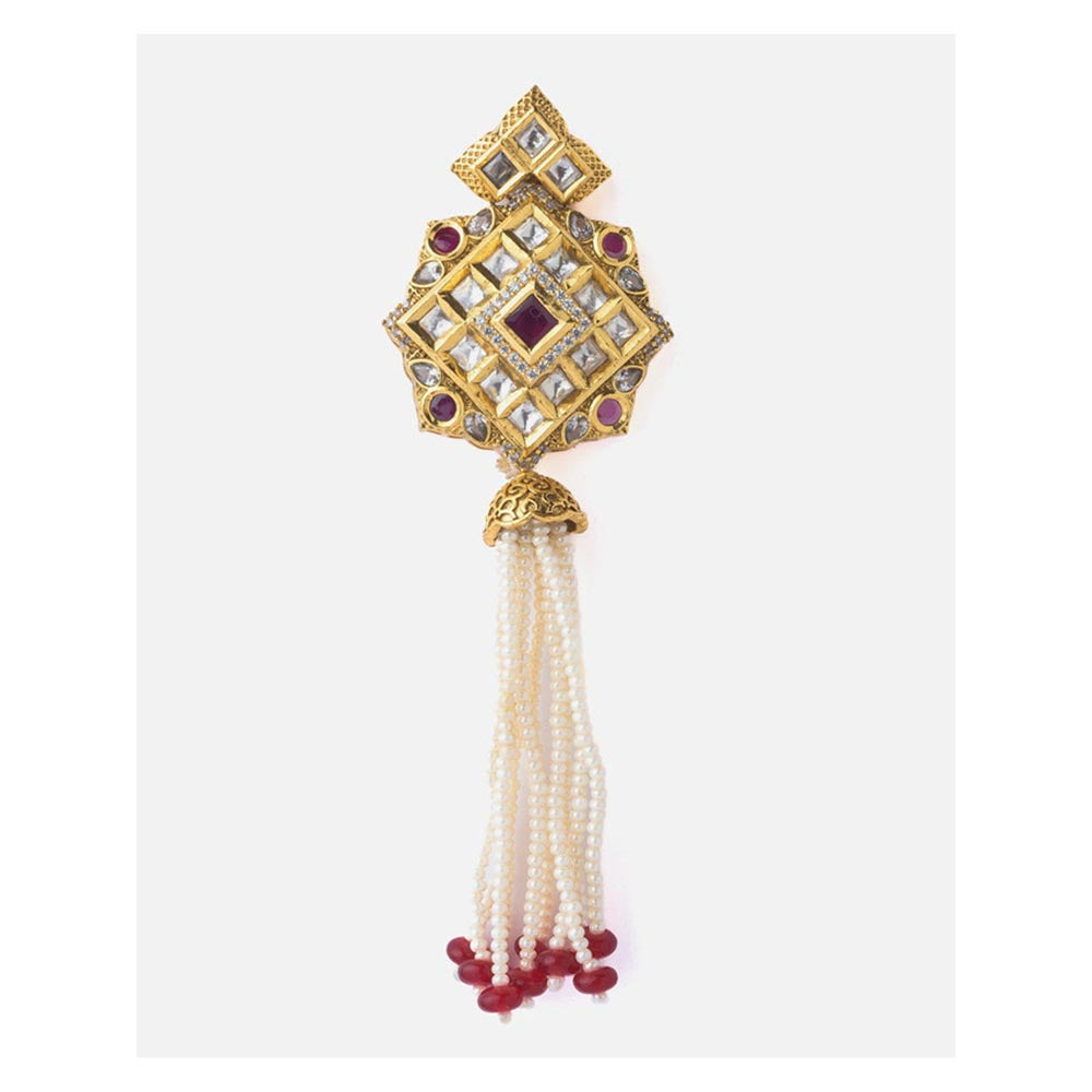 VIVINIA By Vidhi Mehra Gold Plated Red Womens Beaded Tassel Earrings