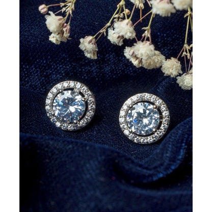 VIVINIA By Vidhi Mehra Silver Plated Womens Zircon Stud Earrings