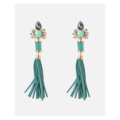VIVINIA By Vidhi Mehra Florence Gold Plated Green Womens Dangle Earrings