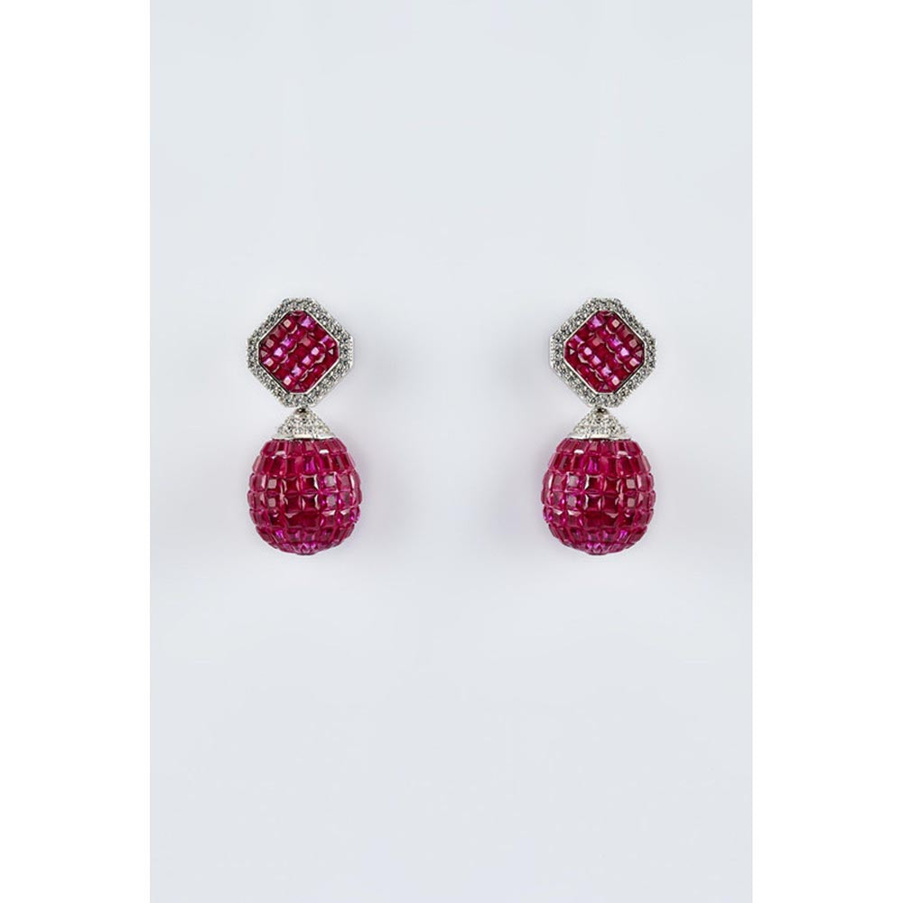 VIVINIA By Vidhi Mehra Zia Silver Plated Pink Womens Zircon Dangler Earrings