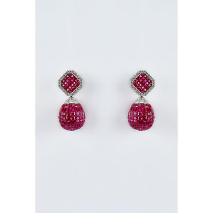 VIVINIA By Vidhi Mehra Zia Silver Plated Pink Womens Zircon Dangler Earrings