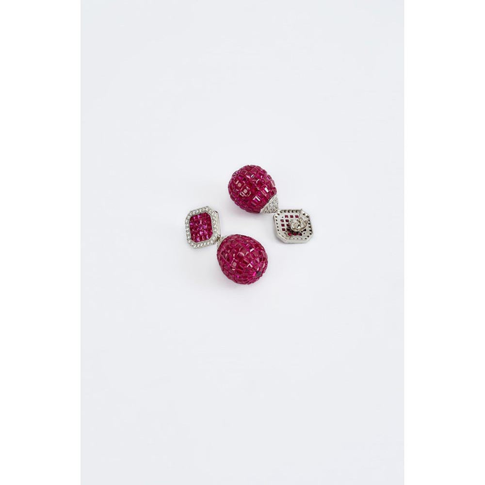 VIVINIA By Vidhi Mehra Zia Silver Plated Pink Womens Zircon Dangler Earrings