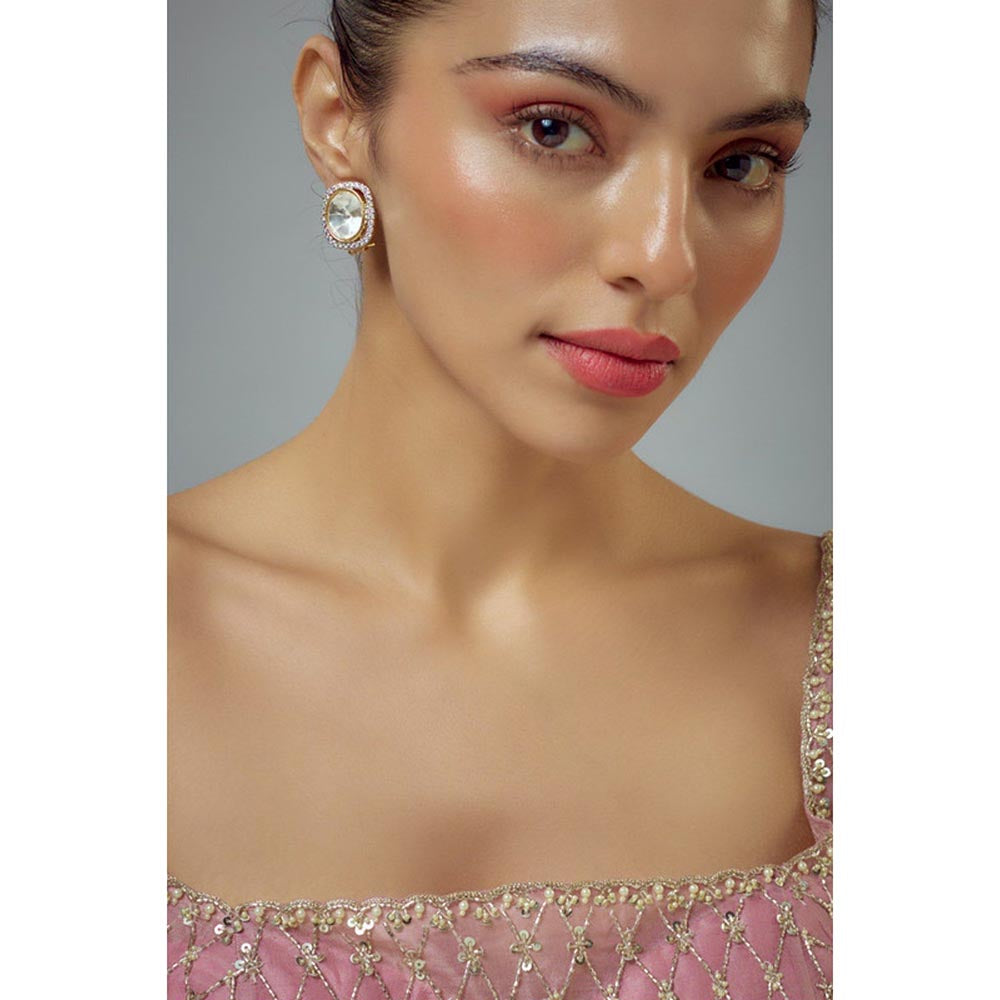 VIVINIA By Vidhi Mehra Florence Gold Plated Kundan Polki Womens Studs Earrings